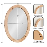 Natural Burlwood Oval Wall Mirror