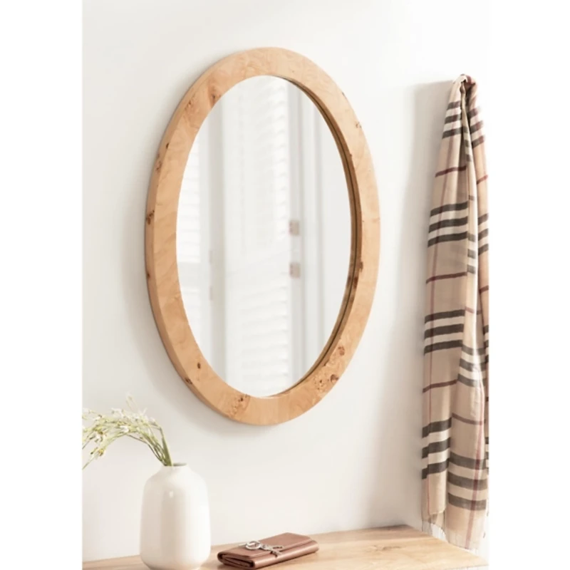 Natural Burlwood Oval Wall Mirror