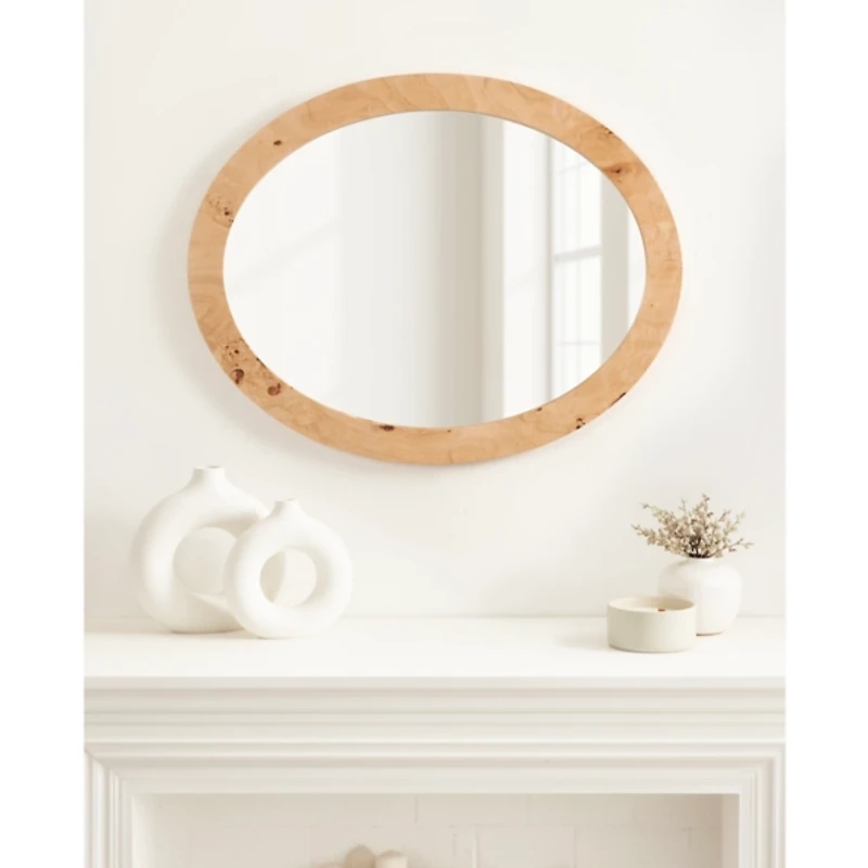 Natural Burlwood Oval Wall Mirror