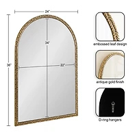 Gold Textured Leaf Arch Wall Mirror