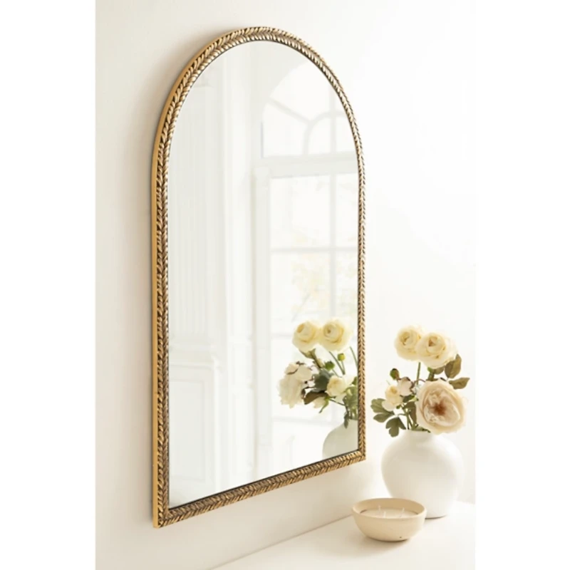 Gold Textured Leaf Arch Wall Mirror