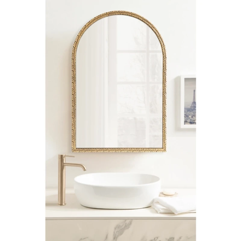 Gold Textured Leaf Arch Wall Mirror