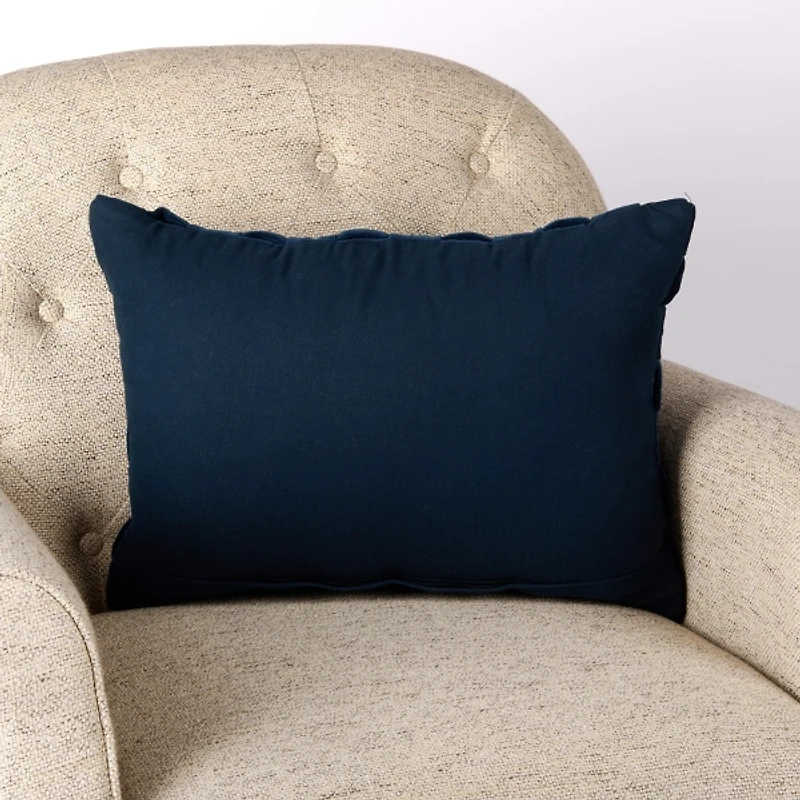 Navy Woven Velvet Lumbar Pillow