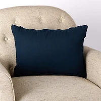 Navy Woven Velvet Lumbar Pillow