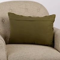 Olive Woven Velvet Lumbar Pillow