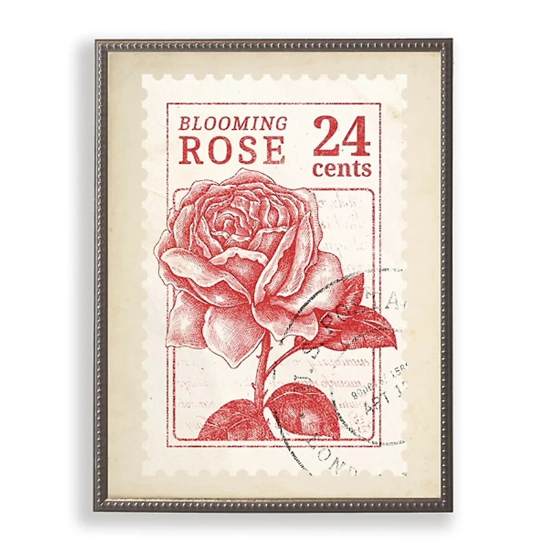 Blooming Rose Stamp Framed Art Print