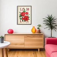 Red Roses Love Stamp Framed Art Print