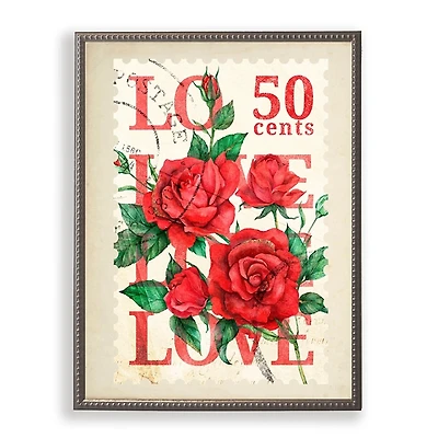 Red Roses Love Stamp Framed Art Print