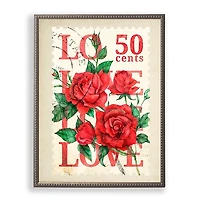 Red Roses Love Stamp Framed Art Print