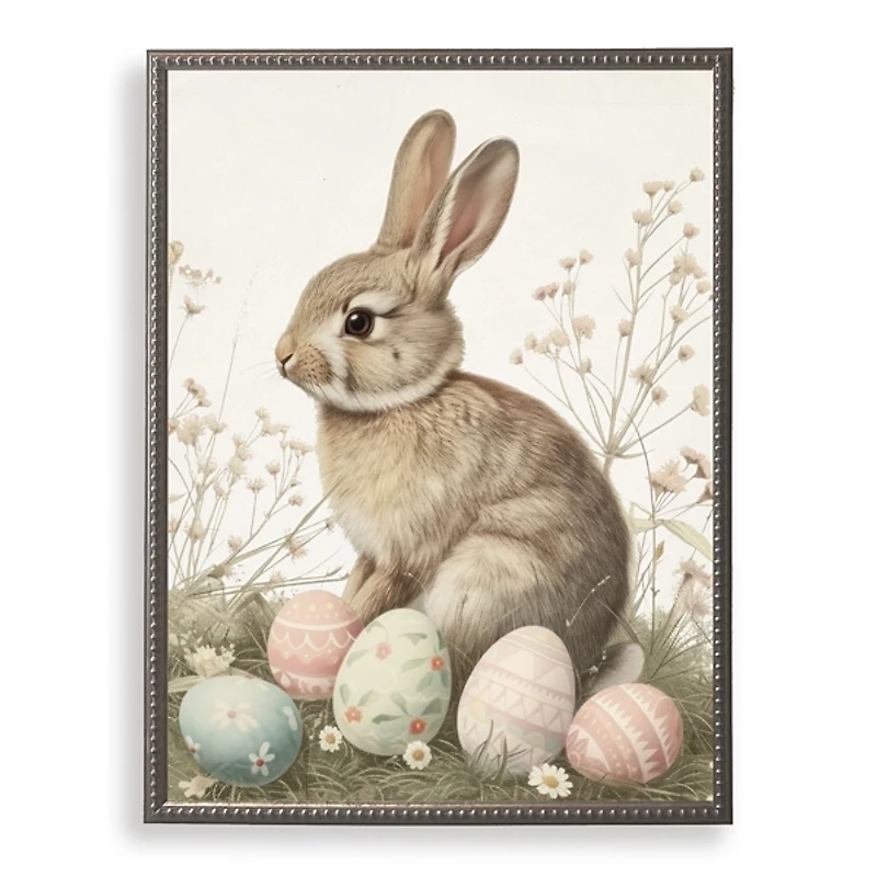 Bunny with Pastel Easter Eggs Framed Art Print