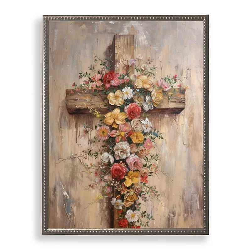 Cross with Wildflowers Framed Art Print