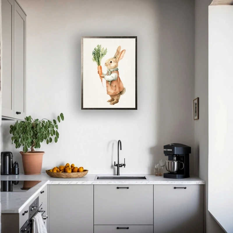 Brown Bunny with a Carrot Framed Art Print