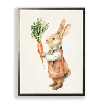 Brown Bunny with a Carrot Framed Art Print