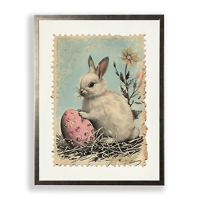 Vintage White Bunny Framed Art Print