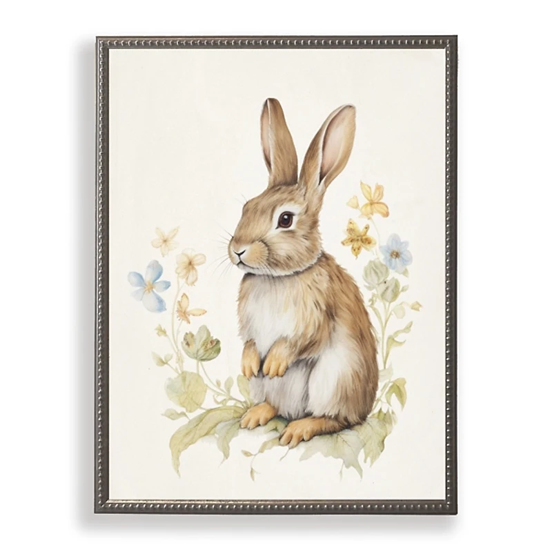 Brown Bunny with Wildflowers Framed Art Print