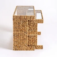 Natural Hyacinth Glass Nesting Tables, Set of 2