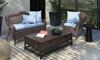 Blue Medallion Tufted Outdoor Chair Cushion