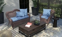 Blue Trellis Tufted Outdoor Seat Cushion