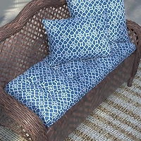Blue Trellis Outdoor Lumbar Pillow