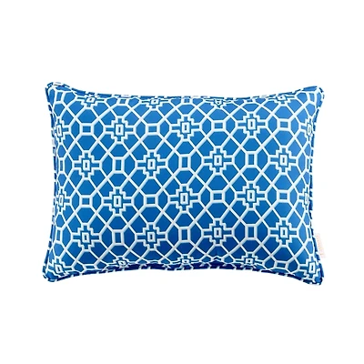 Blue Trellis Outdoor Lumbar Pillow