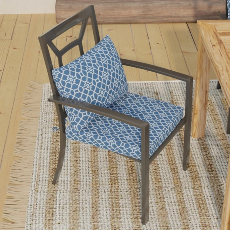 Blue Trellis Outdoor Seat Cushion