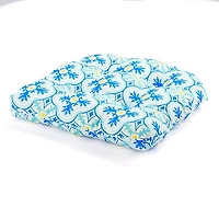 Blue Ornate Tufted Outdoor Chair Cushion