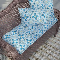 Blue Ornate Outdoor Pillow