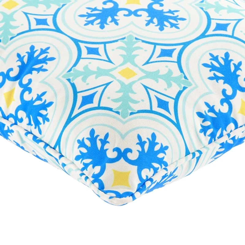 Blue Ornate Outdoor Pillow