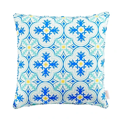 Blue Ornate Outdoor Pillow
