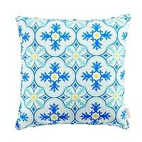 Blue Ornate Outdoor Pillow