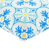 Blue Ornate Outdoor Lumbar Pillow