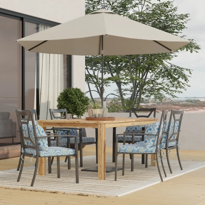 Blue Ornate Outdoor Chair Cushion