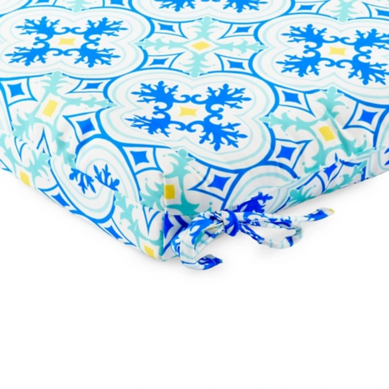 Blue Ornate Outdoor Chair Cushion