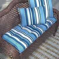 Striped Tufted Outdoor Loveseat Cushion