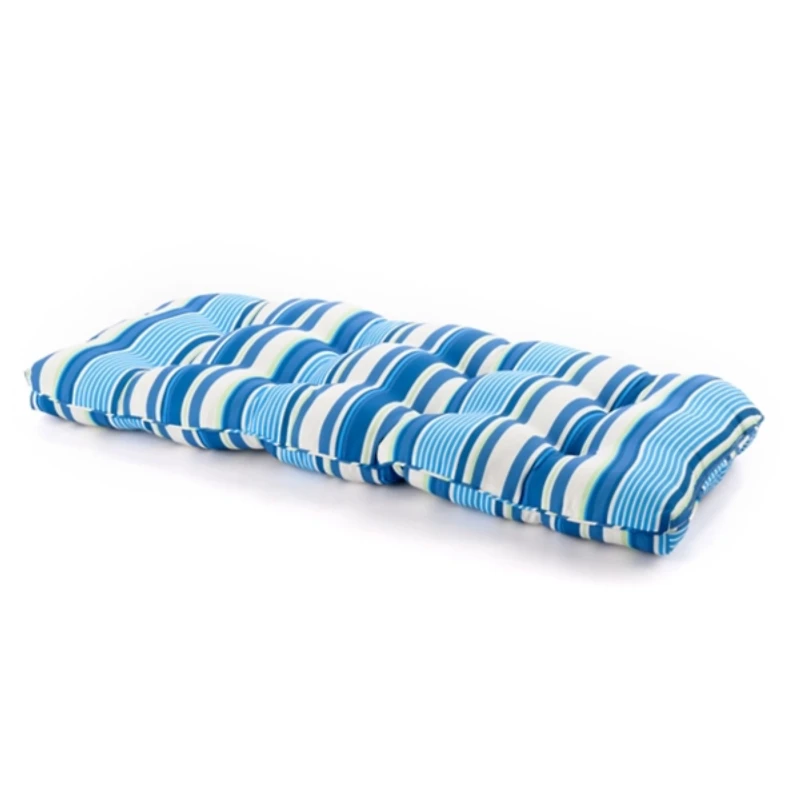 Striped Tufted Outdoor Loveseat Cushion