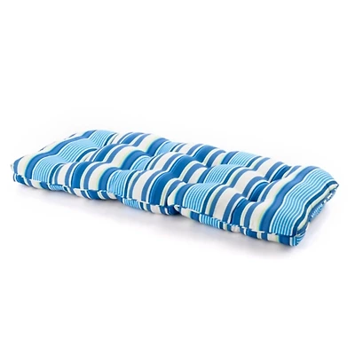 Striped Tufted Outdoor Loveseat Cushion