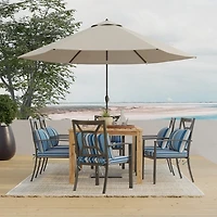 Blue Striped Outdoor Chair Cushion