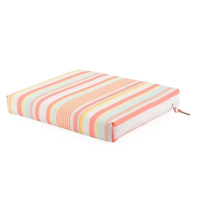 Coral Striped Outdoor Chair Cushion