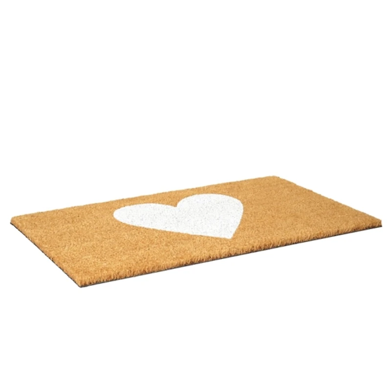 White Heart Coir Doormat