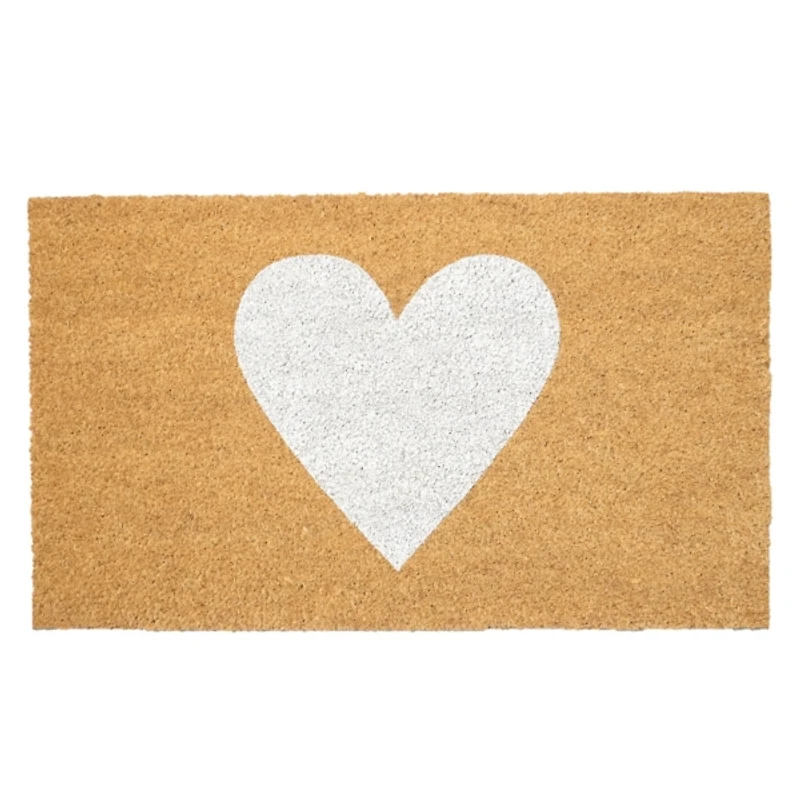 White Heart Coir Doormat