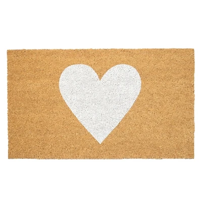 White Heart Coir Doormat