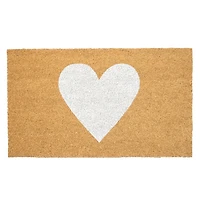 White Heart Coir Doormat