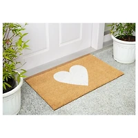 White Heart Coir Doormat, 24x36