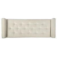 Cream Boucle Tufted Storage Bench with Armrests