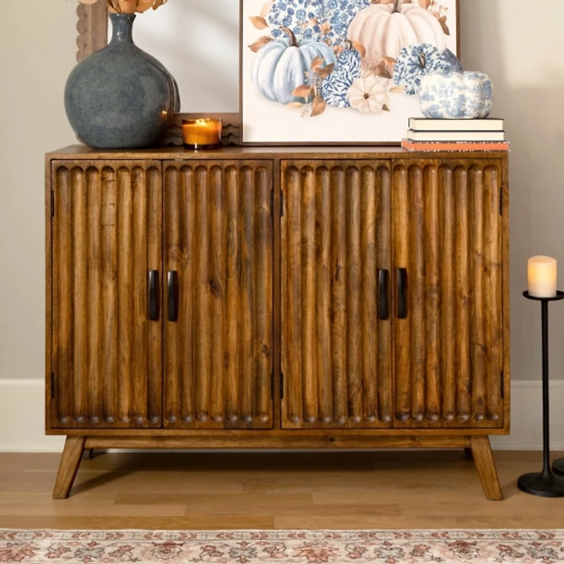 Warm Wood Hudson 4-Door Cabinet