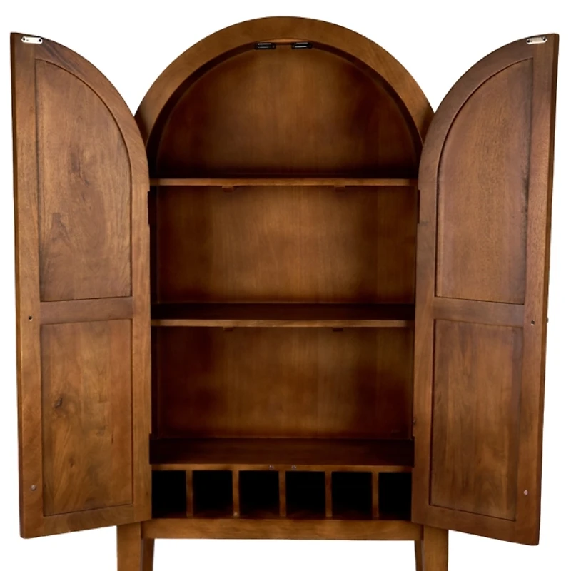 Penny Brown Wood Arch Bar Cabinet