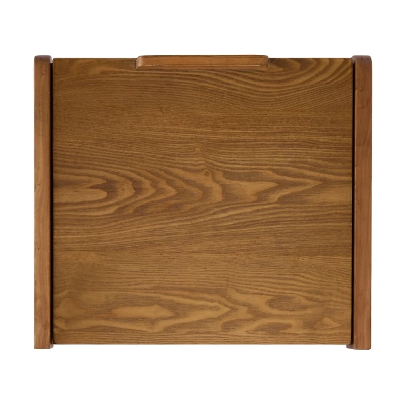 Brown Wood Flip-Top C-Table with Castors