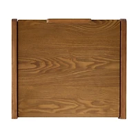 Brown Wood Flip-Top C-Table with Castors