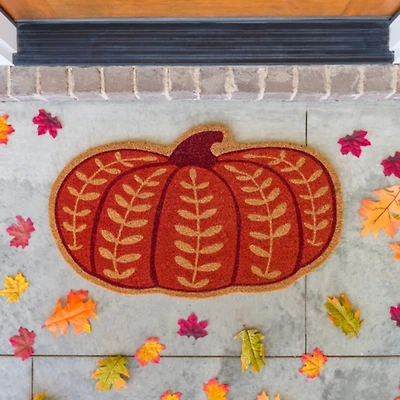Orange Pumpkin Shaped Coir Doormat