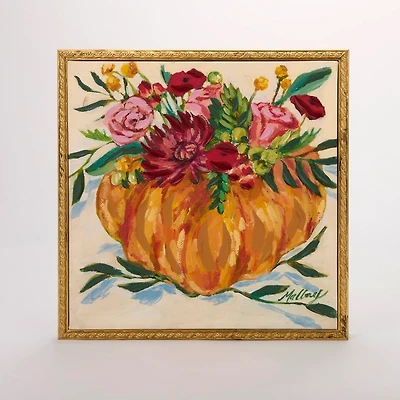 Bright Floral Pumpkin Framed Art Print